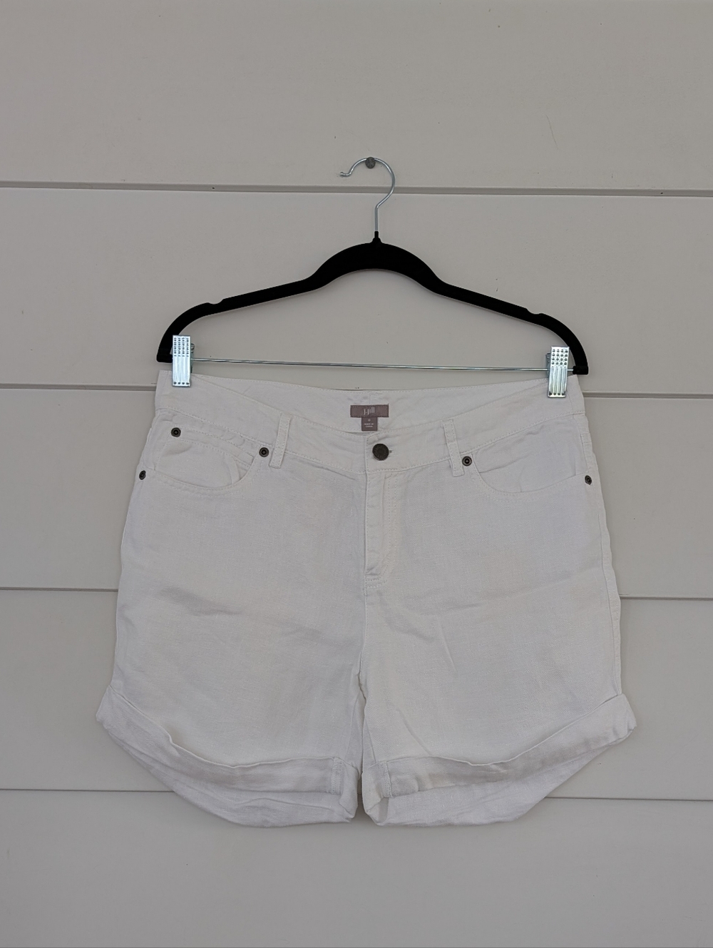 J. Jill Womens Rolled-Hem Linen White Shorts, Size 8 🤍